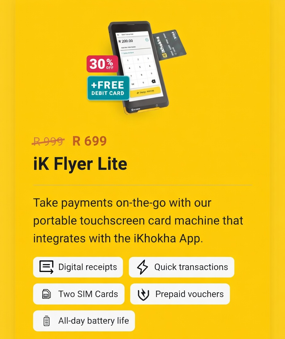 iKhokha product information card
